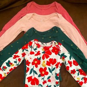 Baby girl newborn, long sleeve onsie set of 4